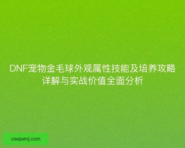 DNF宠物金毛球外观属性技能及培养攻略详解与实战价值全面分析